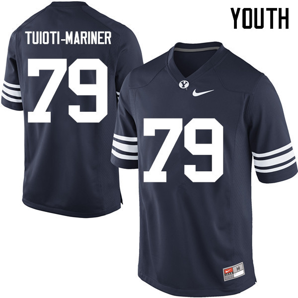Youth #79 Earl Tuioti-Mariner BYU Cougars College Football Jerseys Sale-Navy
